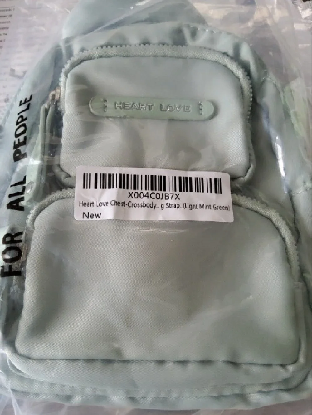 Mint Green Chest Crossbody Backpack Heart Love By CHARO Mini Backpack